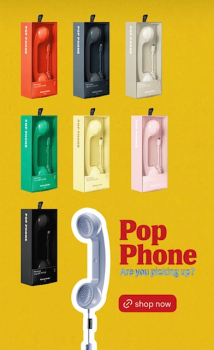 Native Union Schwar Black POP Phone – USB-C Retro Telefonhörer für Smartphone, Laptop & Table